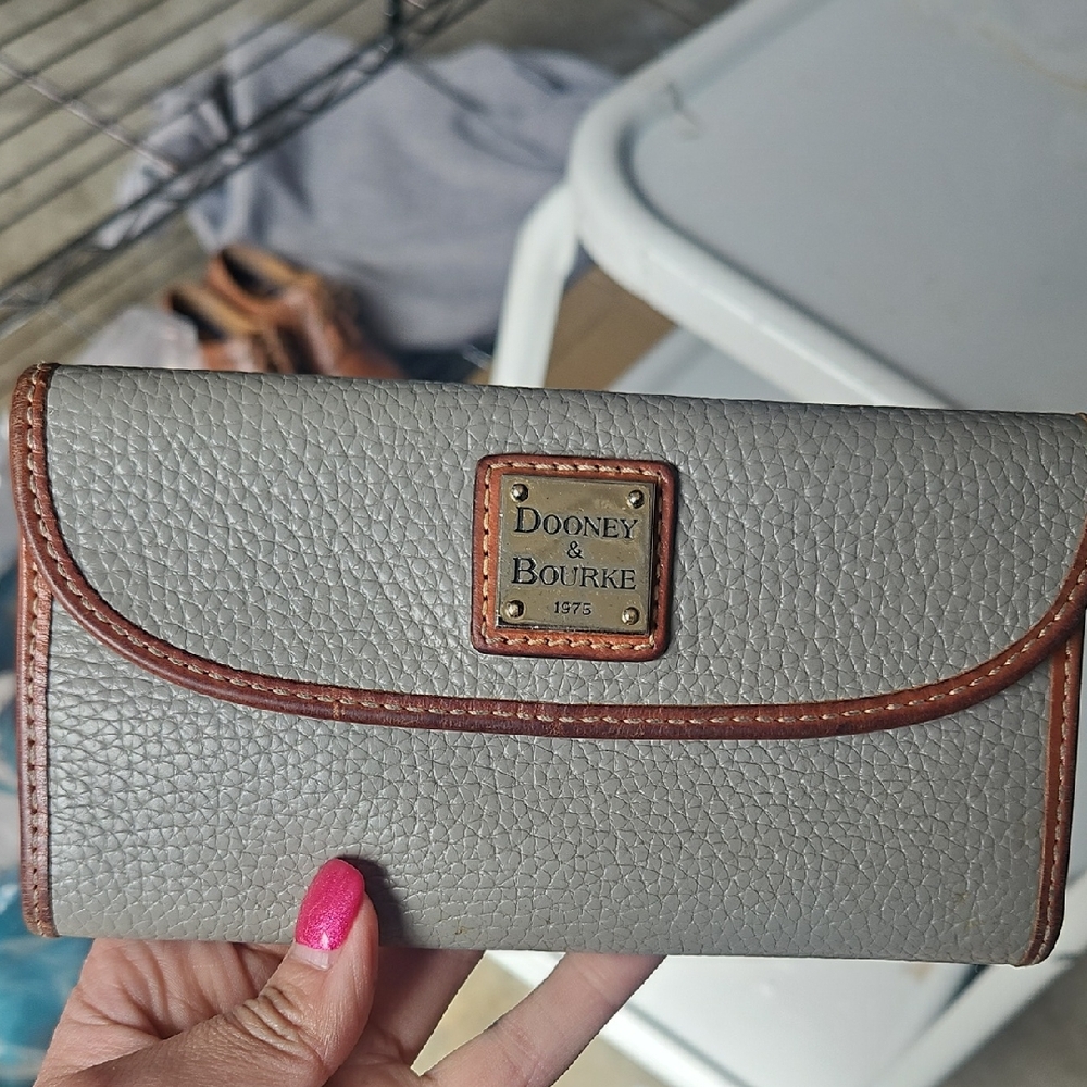 Dooney & Bourke Gray and Brown Leather Wallet
